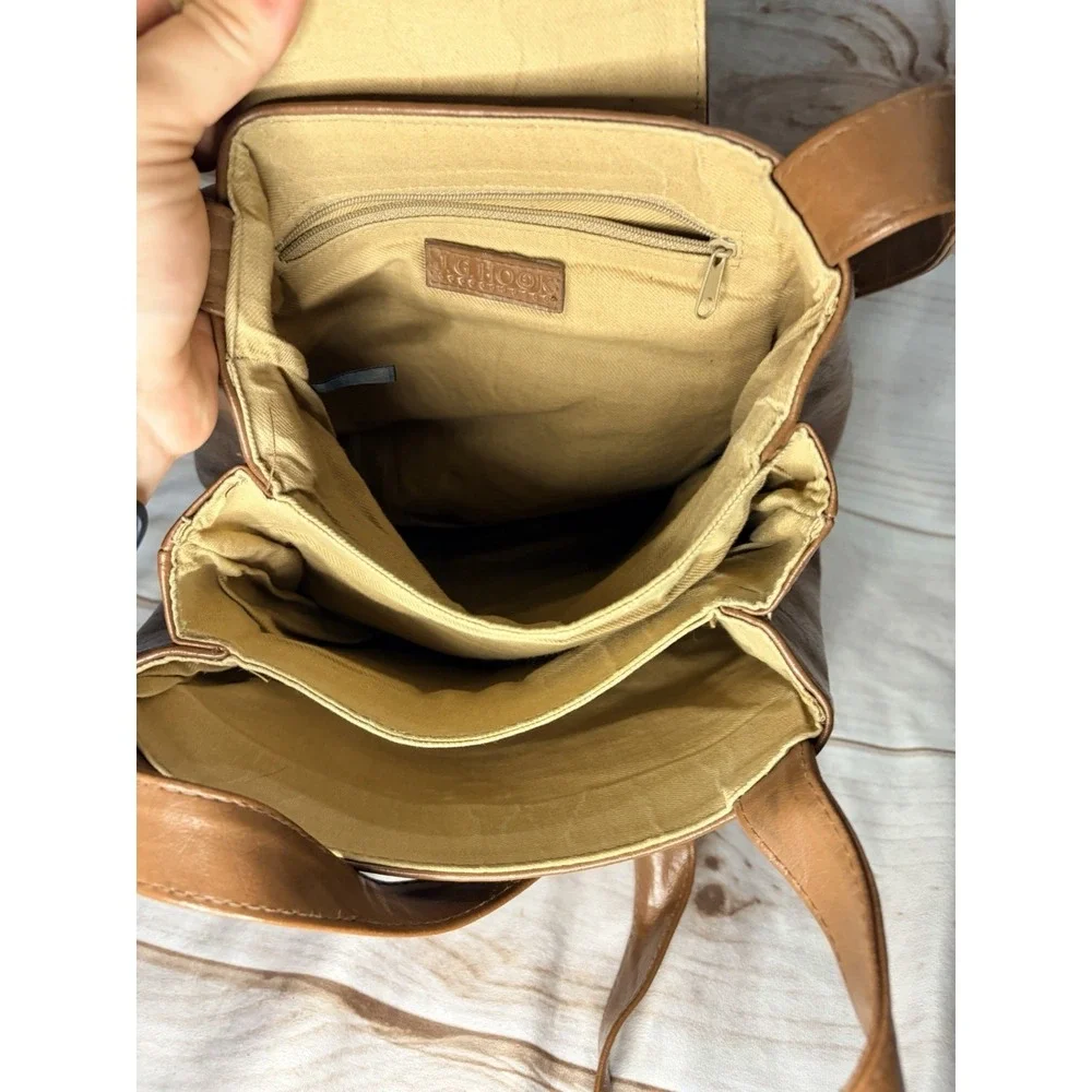 Vintage J.G. Hook Brown Shoulder Bag Multi Pocket Satchel Purse Cognac Tote‎